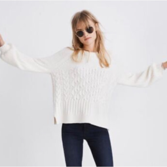 Madewell Copenhagen Cable Sweater ivory balloon sleeve soft - Picture 1 of 1
